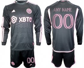 Cheap Men\'s Inter Miami CF Custom 2023-24 Black Away Soccer Jersey Suit