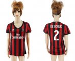 Wholesale Cheap Women's AC Milan #2 De Sciglio Home Soccer Club Jersey