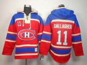 Wholesale Cheap Canadiens #11 Brendan Gallagher Red Sawyer Hooded Sweatshirt Stitched NHL Jersey