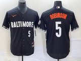 Wholesale Cheap Men's Baltimore Orioles #5 Brooks Robinson Number Black 2023 City Connect Cool Base Stitched Jersey 1