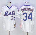 Wholesale Cheap Mets #34 Noah Syndergaard White(Blue Strip) Cooperstown Stitched MLB Jersey