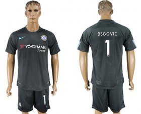 Wholesale Cheap Chelsea #1 Begovic Black Soccer Club Jersey