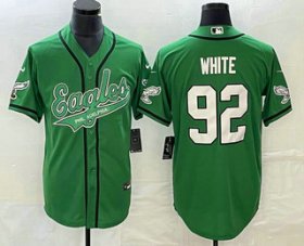 Wholesale Cheap Men\'s Philadelphia Eagles #92 Reggie White Green Cool Base Stitched Baseball Jersey