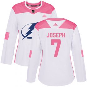 Cheap Adidas Lightning #7 Mathieu Joseph White/Pink Authentic Fashion Women\'s Stitched NHL Jersey
