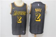Wholesale Cheap Nike Lakers #2 Lonzo Ball Black Nike City Edition Swingman Jersey