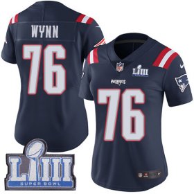 Wholesale Cheap Nike Patriots #76 Isaiah Wynn Navy Blue Super Bowl LIII Bound Women\'s Stitched NFL Limited Rush Jersey
