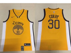 Wholesale Cheap Men\'s Golden State Warriors #30 Stephen Curry Nike Yellow 2018/19 Swingman Earned Edition Jersey