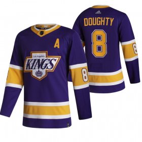 Wholesale Cheap Los Angeles Kings #8 Drew Doughty Black Men\'s Adidas 2020-21 Reverse Retro Alternate NHL Jersey