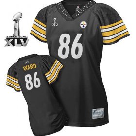 Wholesale Cheap Steelers #86 Hines Ward Black Women\'s Field Flirt Super Bowl XLV Stitched NFL Jersey