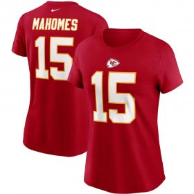 Wholesale Cheap Kansas City Chiefs #15 Patrick Mahomes Nike Women\'s Team Player Name & Number T-Shirt Red
