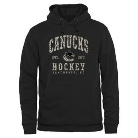Wholesale Cheap Men\'s Vancouver Canucks Black Camo Stack Pullover Hoodie