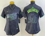 Cheap Women's Tampa Bay Rays #56 Randy Arozarena Charcoal 2024 City Connect Limited Stitched Jersey