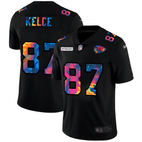 Cheap Kansas City Chiefs #87 Travis Kelce Men\'s Nike Multi-Color Black 2020 NFL Crucial Catch Vapor Untouchable Limited Jersey