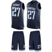 Wholesale Cheap Nike Titans #27 Eddie George Navy Blue Team Color Men's Stitched NFL Limited Tank Top Suit Jersey