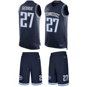 Wholesale Cheap Nike Titans #27 Eddie George Navy Blue Team Color Men\'s Stitched NFL Limited Tank Top Suit Jersey