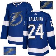Wholesale Cheap Adidas Lightning #24 Ryan Callahan Blue Home Authentic Fashion Gold Stitched NHL Jersey