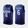 Wholesale Cheap Men's USA Team Damian Lillard Away Blue 2021 Tokyo Olympics Jersey