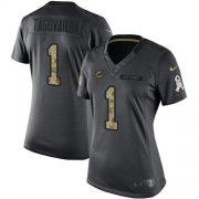 Wholesale Cheap Nike Dolphins #1 Tua Tagovailoa Black Women's Stitched NFL Limited 2016 Salute to Service Jersey