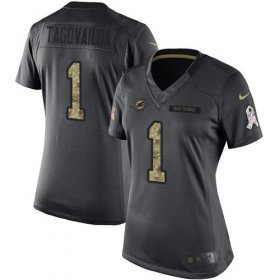 Wholesale Cheap Nike Dolphins #1 Tua Tagovailoa Black Women\'s Stitched NFL Limited 2016 Salute to Service Jersey