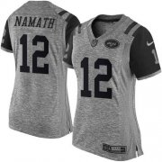 Wholesale Cheap Nike Jets #12 Joe Namath Gray Women's Stitched NFL Limited Gridiron Gray Jersey