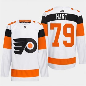 Cheap Men\'s Philadelphia Flyers #79 Carter Hart White 2024 Stadium Series Stitched Jersey