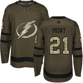 Wholesale Cheap Adidas Lightning #21 Brayden Point Green Salute to Service Stitched Youth NHL Jersey