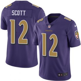Wholesale Cheap Nike Ravens #12 Jaleel Scott Purple Men\'s Stitched NFL Limited Rush Jersey