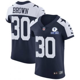 Wholesale Cheap Nike Cowboys #30 Anthony Brown Navy Blue Thanksgiving Men\'s Stitched With Established In 1960 Patch NFL Vapor Untouchable Throwback Elite Jersey