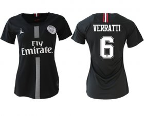 Wholesale Cheap Women\'s Jordan Paris Saint-Germain #6 Verratti Home Soccer Club Jersey