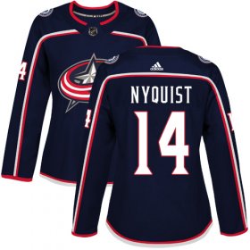 Wholesale Cheap Adidas Blue Jackets #14 Gustav Nyquist Navy Blue Home Authentic Women\'s Stitched NHL Jersey
