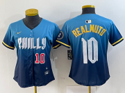 Cheap Women's Philadelphia Phillies #10 JT Realmuto Number Blue 2024 City Connect Limited Stitched Jersey