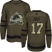 Wholesale Cheap Adidas Avalanche #17 Tyson Jost Green Salute to Service Stitched NHL Jersey