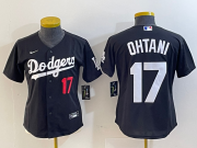 Cheap Women's Los Angeles Dodgers #17 Shohei Ohtani Number Black Turn Back The Clock Stitched Cool Base Jerseys