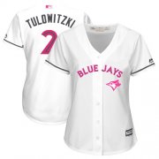 Wholesale Cheap Blue Jays #2 Troy Tulowitzki White Mother's Day Cool Base Women's Stitched MLB Jersey