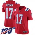 Wholesale Cheap Nike Patriots #17 Antonio Brown Red Alternate Men's Stitched NFL 100th Season Vapor Limited Jersey