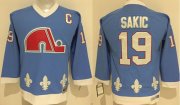 Wholesale Cheap Nordiques #19 Joe Sakic Light Blue Stitched Youth NHL Jersey