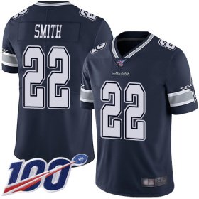 Wholesale Cheap Nike Cowboys #22 Emmitt Smith Navy Blue Team Color Men\'s Stitched NFL 100th Season Vapor Limited Jersey