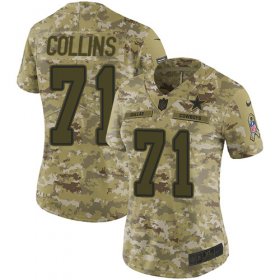 Wholesale Cheap Nike Cowboys #71 La\'el Collins Camo Women\'s Stitched NFL Limited 2018 Salute to Service Jersey