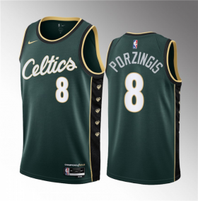 Wholesale Cheap Men\'s Boston Celtics #8 Kristaps Porzingis Green2023 Draft City Edition Stitched Basketball Jersey