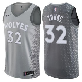 Wholesale Cheap Nike Minnesota Timberwolves #32 Karl-Anthony Towns Gray NBA Swingman City Edition Jersey