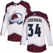 Wholesale Cheap Adidas Avalanche #34 Carl Soderberg White Road Authentic Stitched NHL Jersey