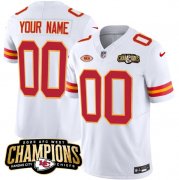 Cheap Men's Kansas City Chiefs Active Player Custom White 2023 F.U.S.E. AFC West Champions With NKH Patch Vapor Untouchable Limited Football Stitched Jersey