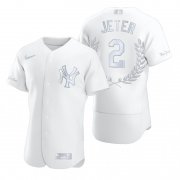 Wholesale Cheap Men's New York Yankees #2 Derek Jeter White Nike Flexbase Fashion Jersey