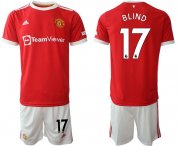 Wholesale Cheap Men 2021-2022 Club Manchester United home red 17 Adidas Soccer Jersey