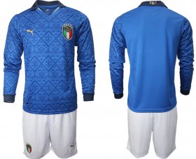 Wholesale Cheap Men 2021 European Cup Italy home Long sleeve blank soccer jerseys