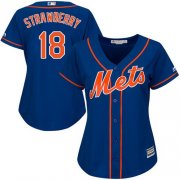 Wholesale Cheap Mets #18 Darryl Strawberry Blue Alternate Women's Stitched MLB Jersey