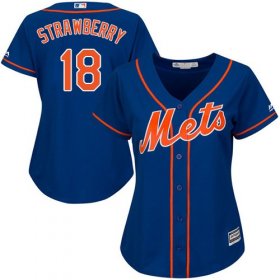 Wholesale Cheap Mets #18 Darryl Strawberry Blue Alternate Women\'s Stitched MLB Jersey