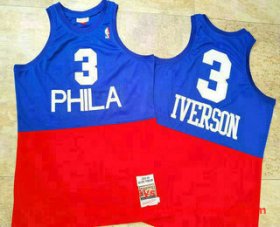 Wholesale Cheap Men\'s Philadelphia 76ers #3 Allen Iverson 2003-04 Blue Red Hardwood Classics Soul AU Jersey