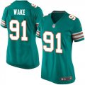Wholesale Cheap Nike Dolphins #91 Cameron Wake Aqua Green Alternate Women's Stitched NFL Elite Jersey
