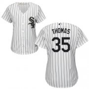 Wholesale Cheap White Sox #35 Frank Thomas White(Black Strip) Home Women's Stitched MLB Jersey